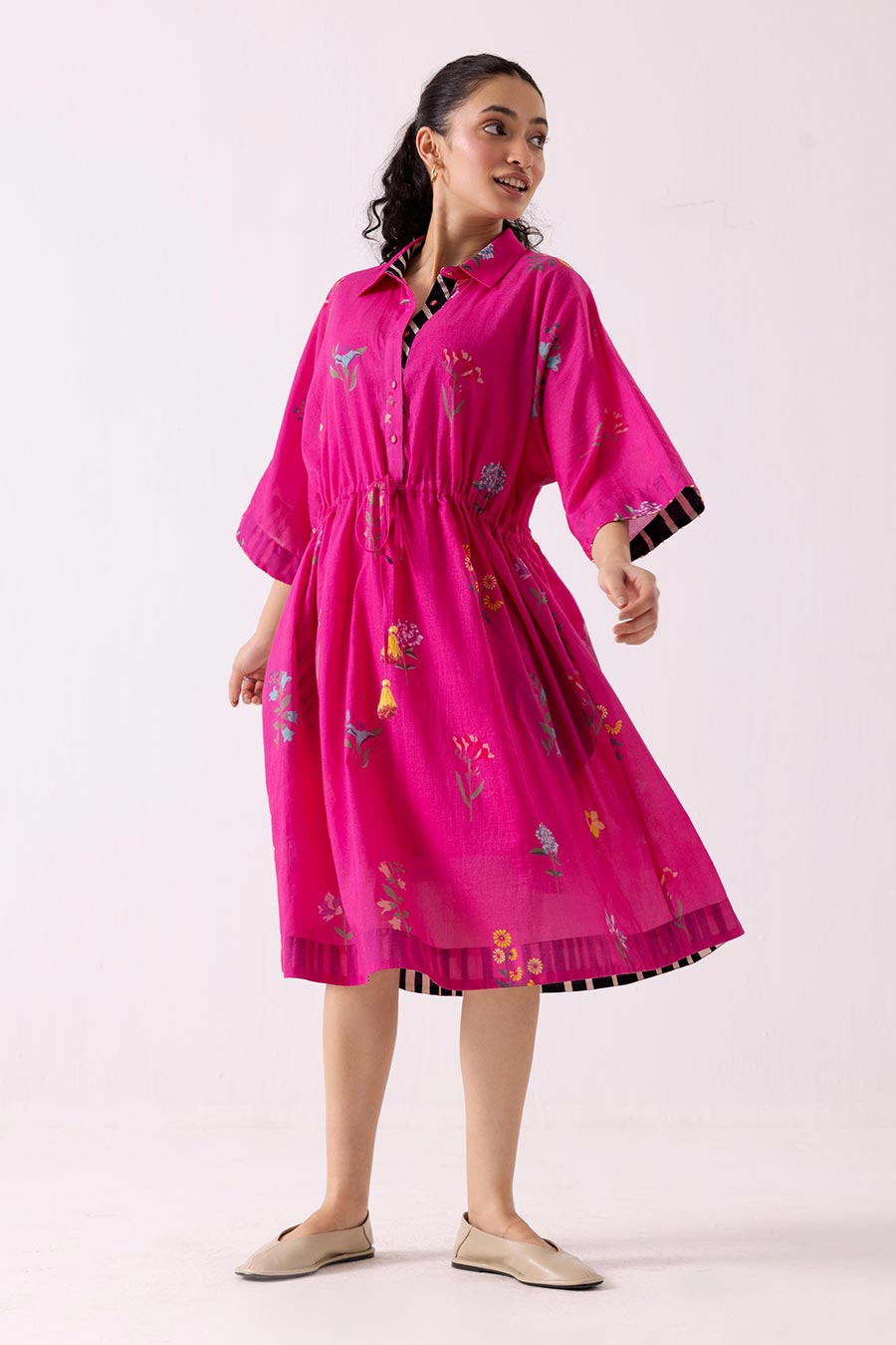 Pink Printed Zinnia Dress