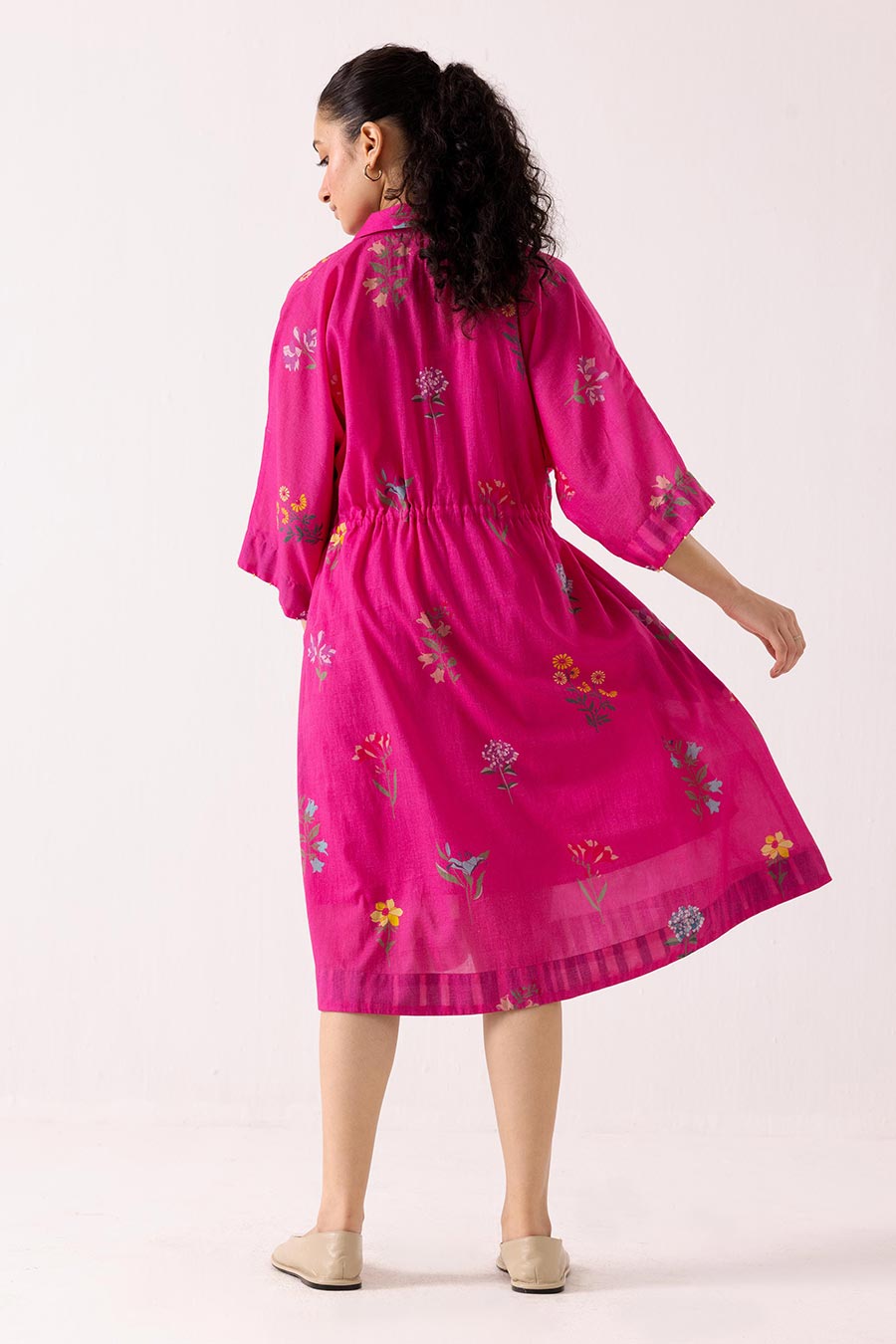 Pink Printed Zinnia Dress