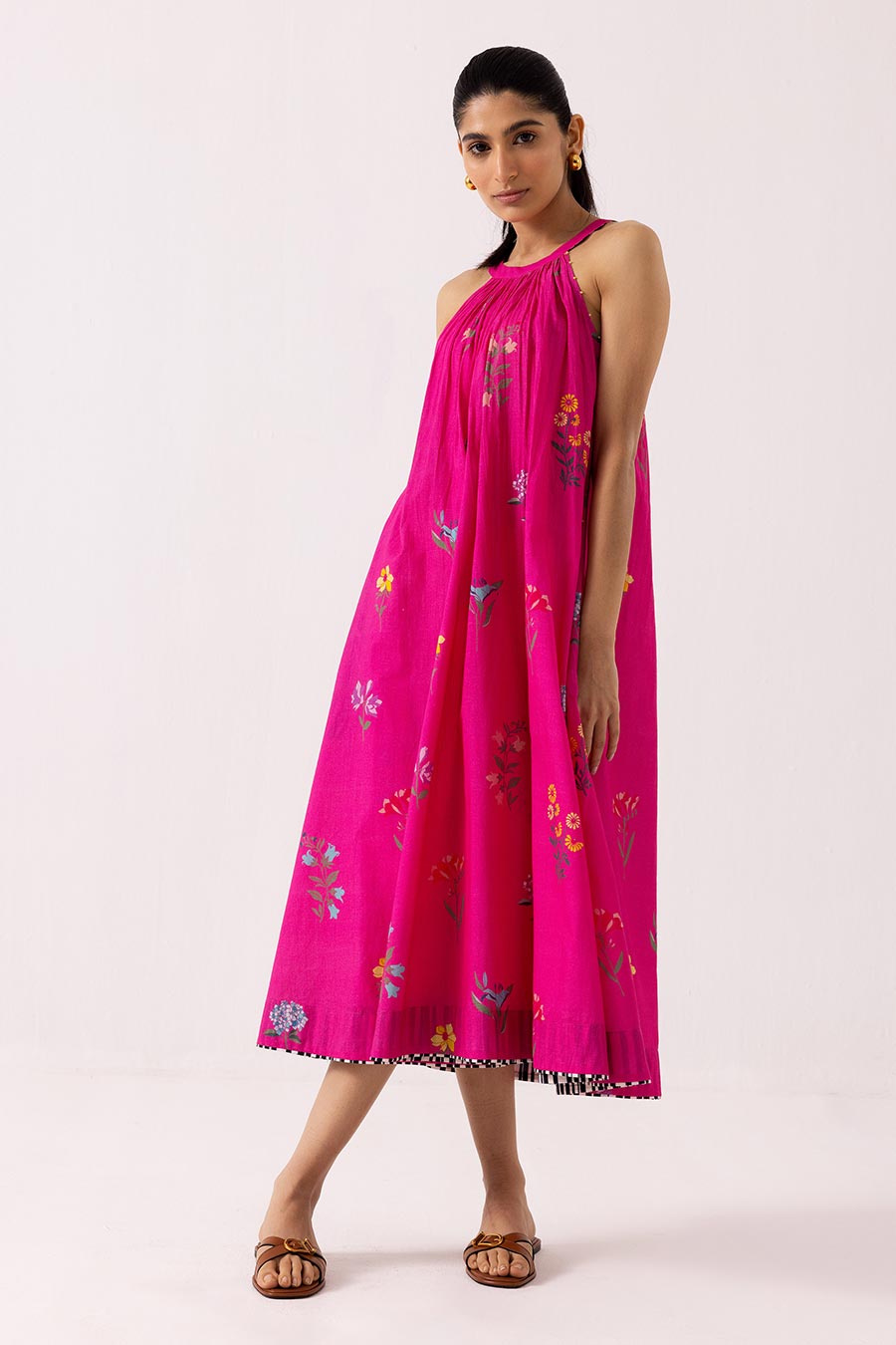 Fuschia Printed Camellia Dress