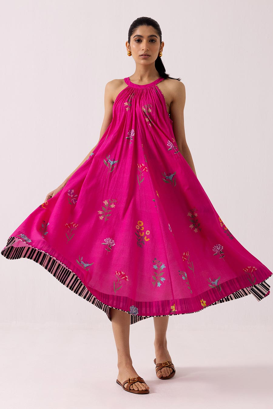 Fuschia Printed Camellia Dress