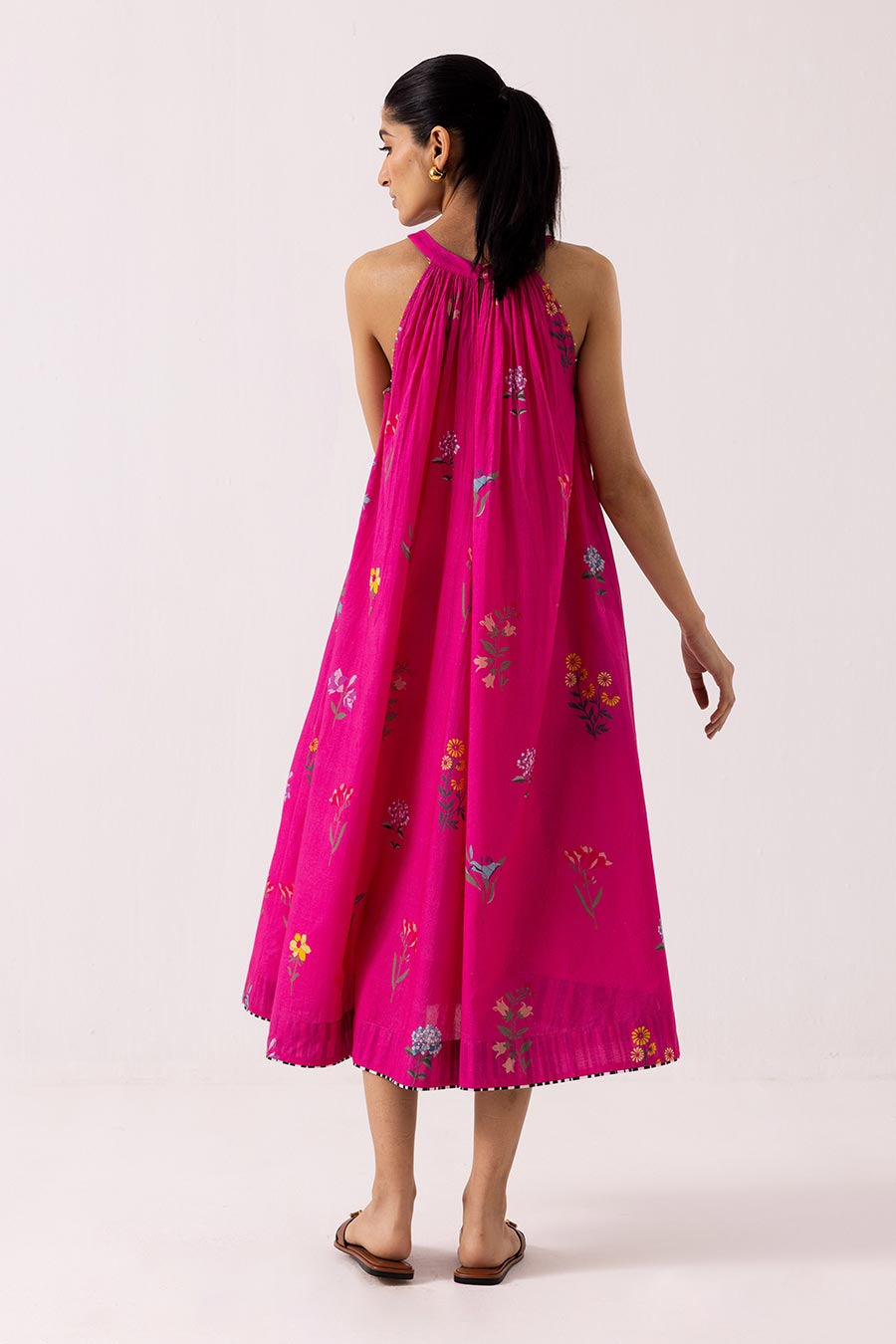 Fuschia Printed Camellia Dress