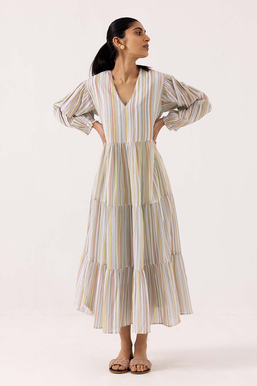 White Printed Iris Dress