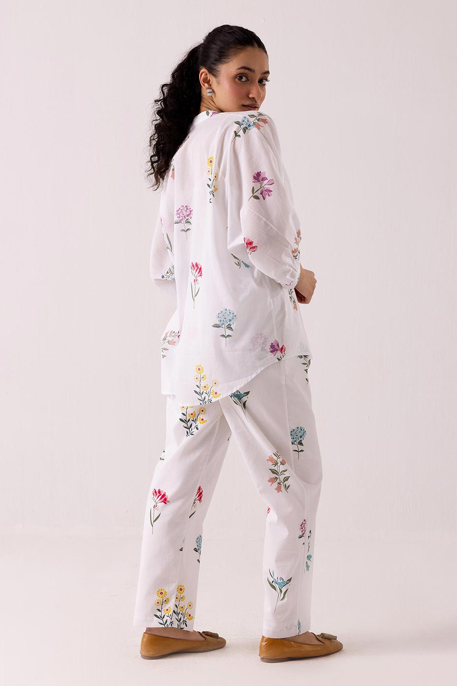 White Printed Shirt & Pant Co-Ord Set