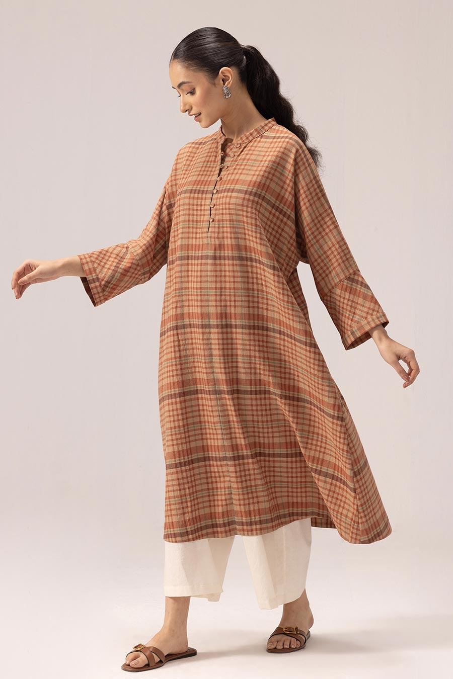 Brown Vidushi Kaftan Kurta & Pant Set