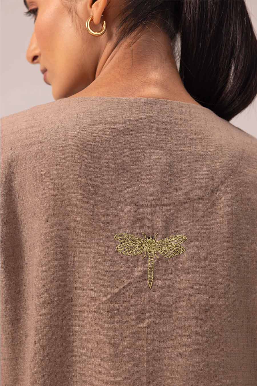Brown Riya Linen Long Kurta & Pant Set