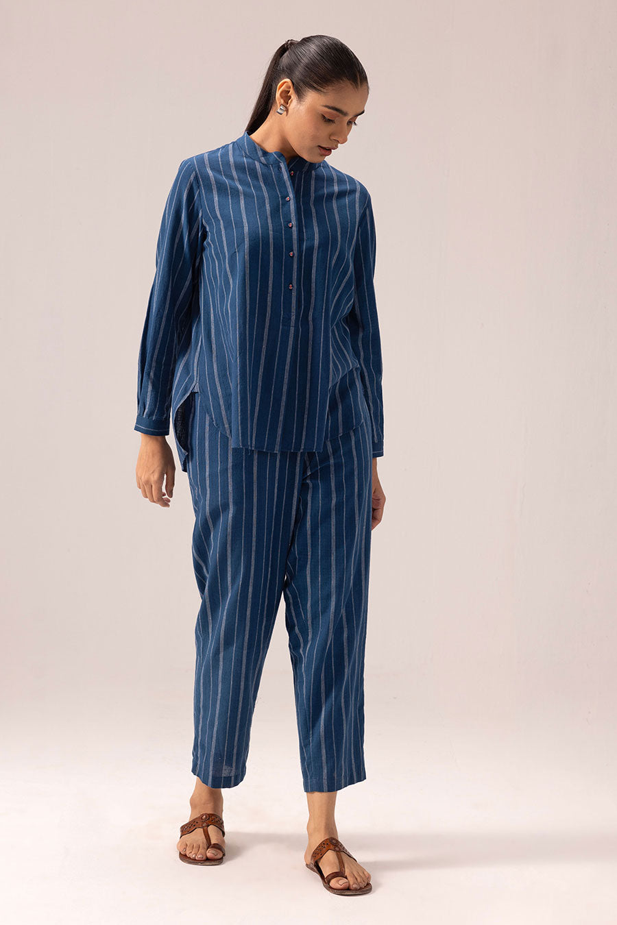Blue Aparna Handwoven Top & Pant Co-Ord Set