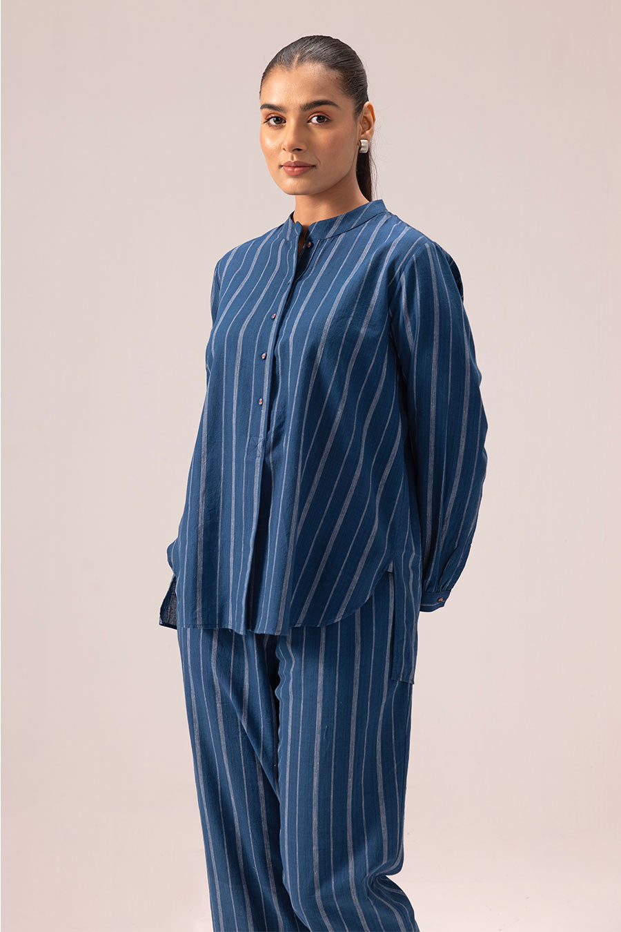 Blue Aparna Handwoven Top & Pant Co-Ord Set