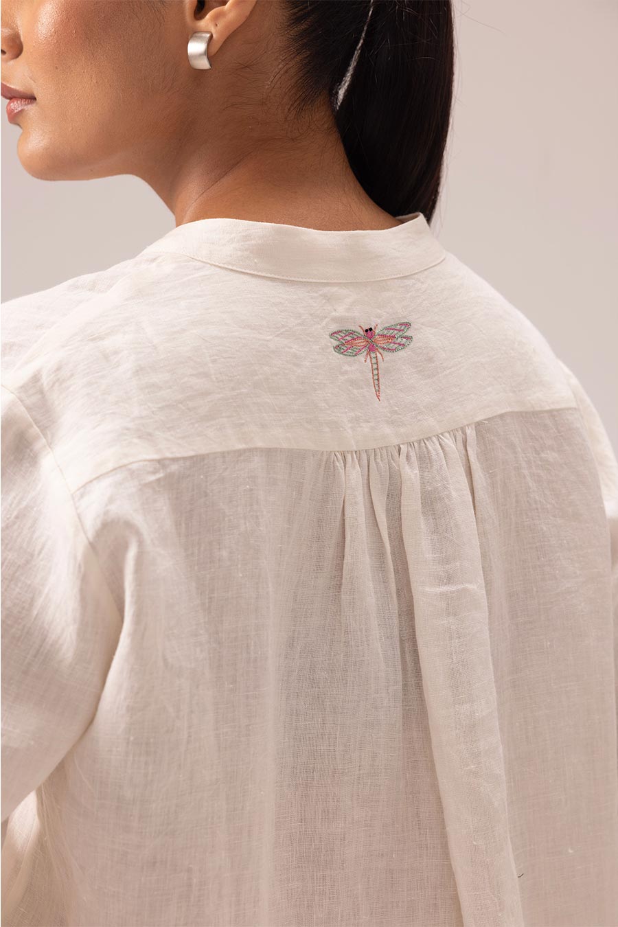 White Amrita Linen Top & Shorts Co-Ord Set