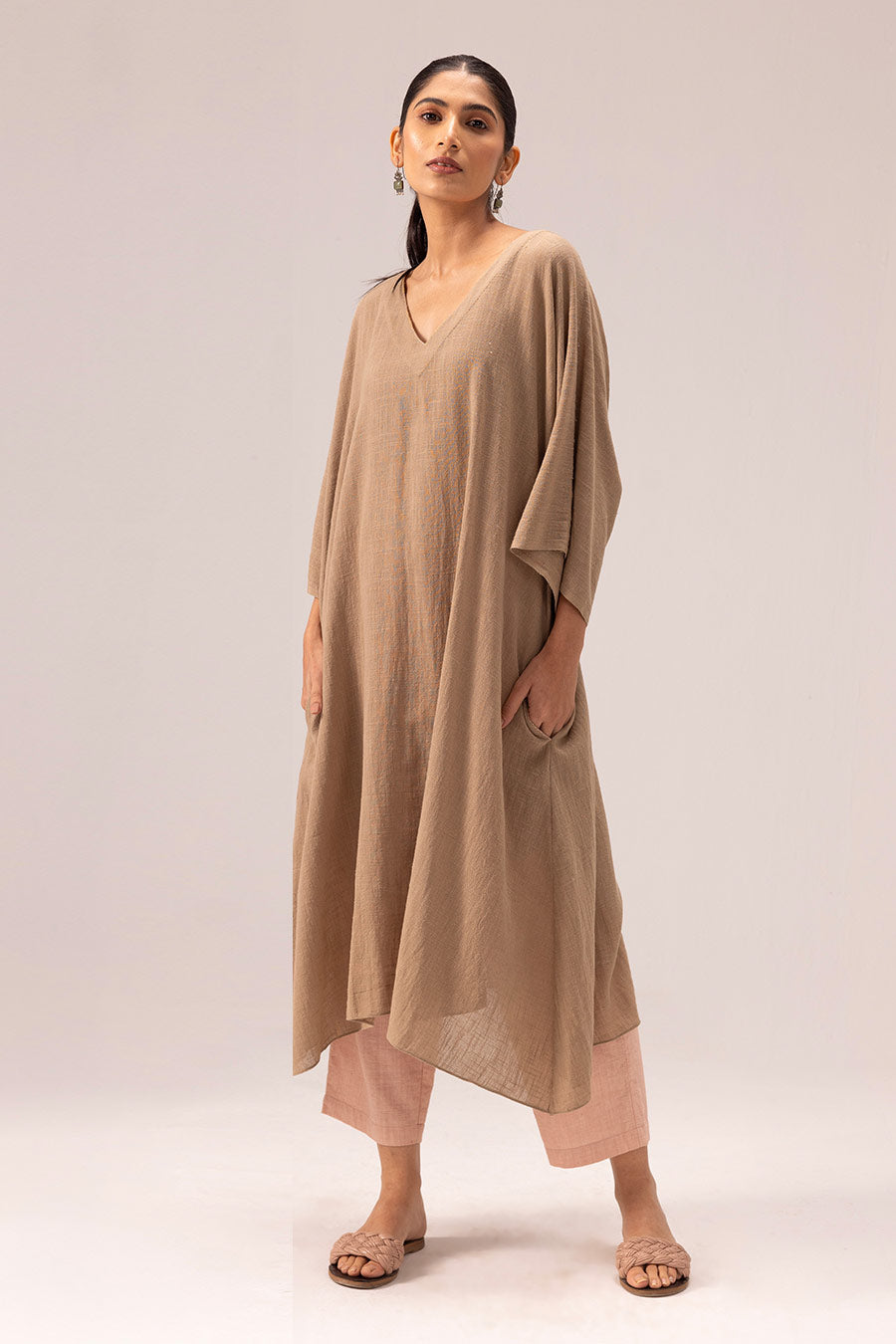 Brown Poulomi Kaftan Kurta & Pant Set