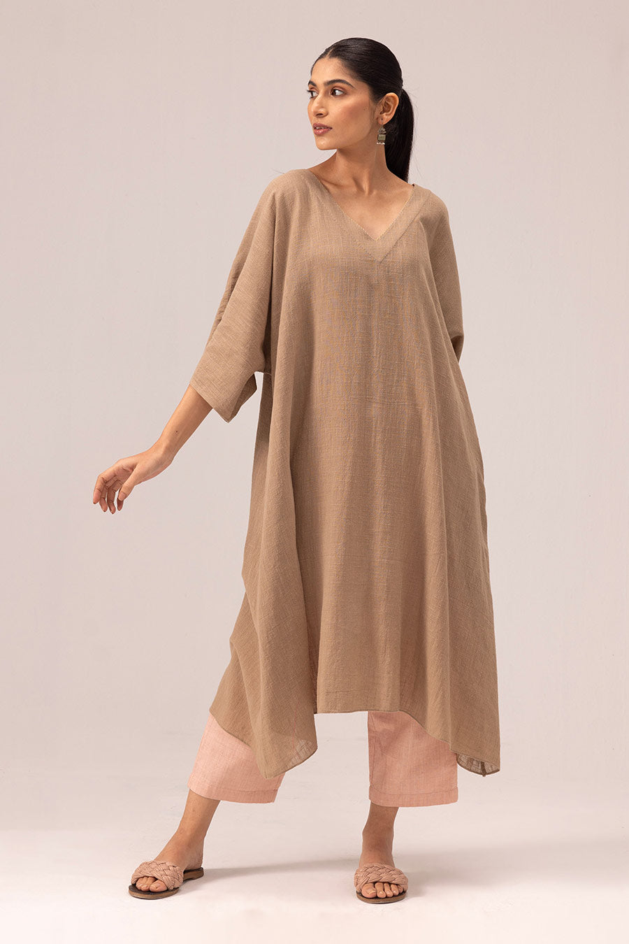 Brown Poulomi Kaftan Kurta & Pant Set