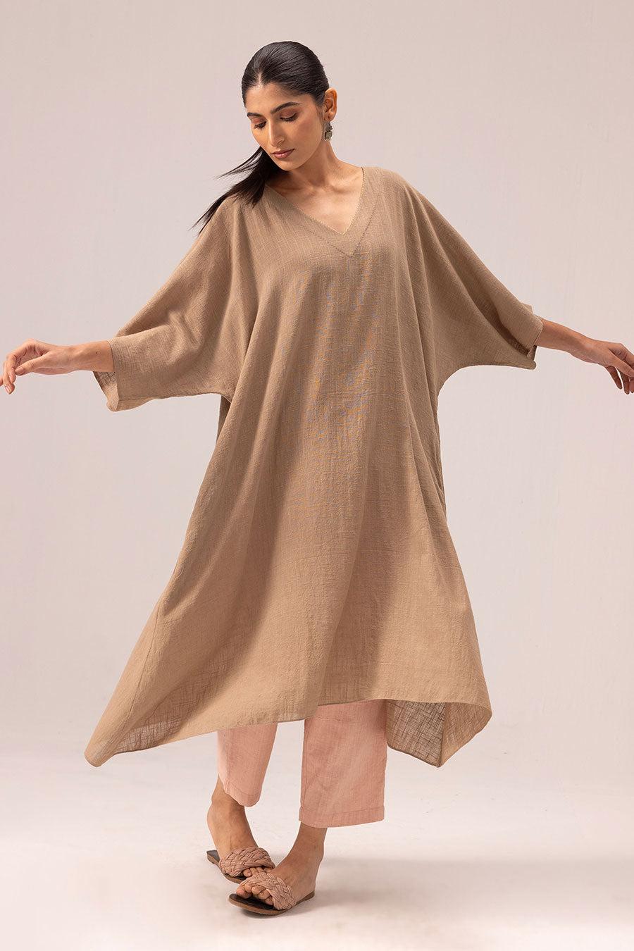 Brown Poulomi Kaftan Kurta & Pant Set