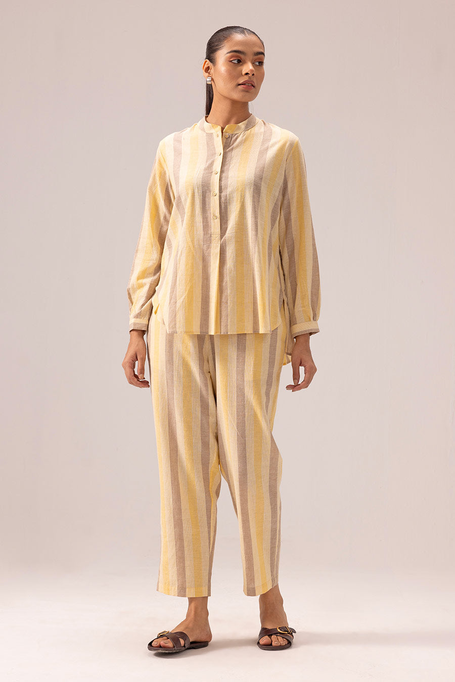 Yellow Aparna Handwoven Top & Pant Co-Ord Set