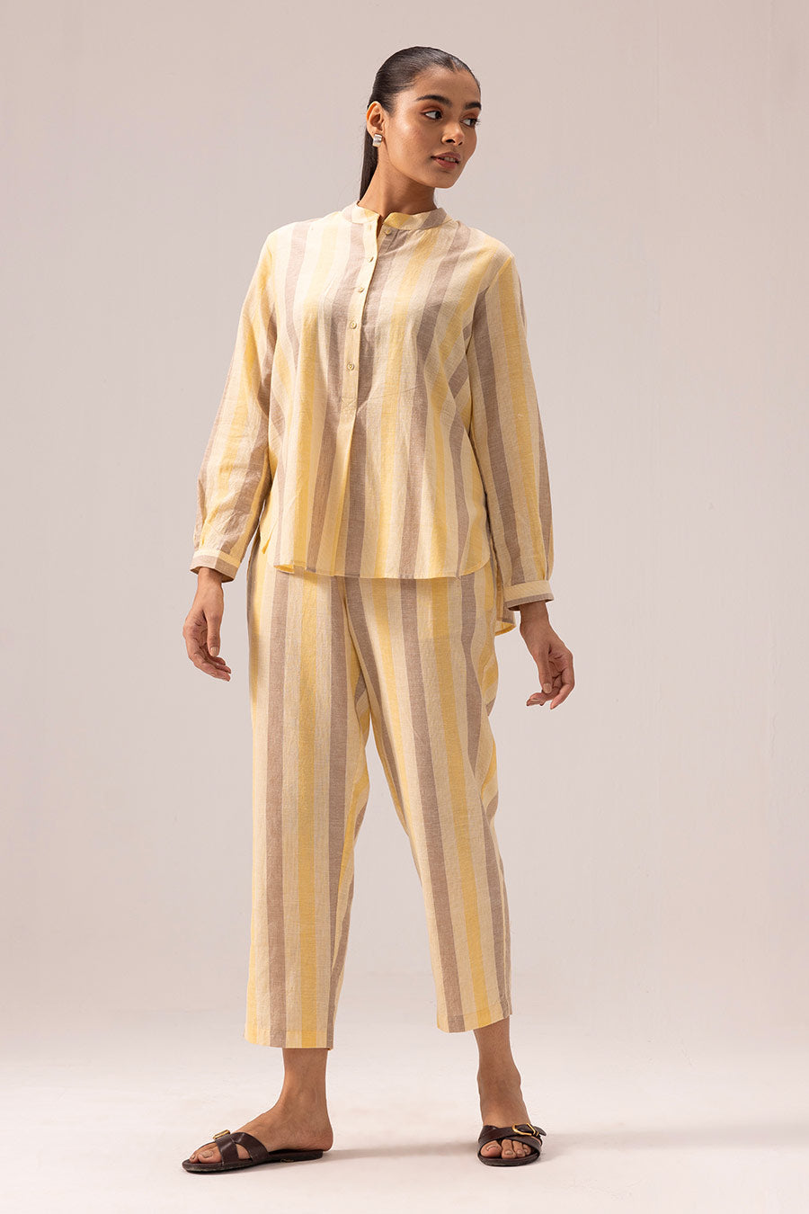 Yellow Aparna Handwoven Top & Pant Co-Ord Set