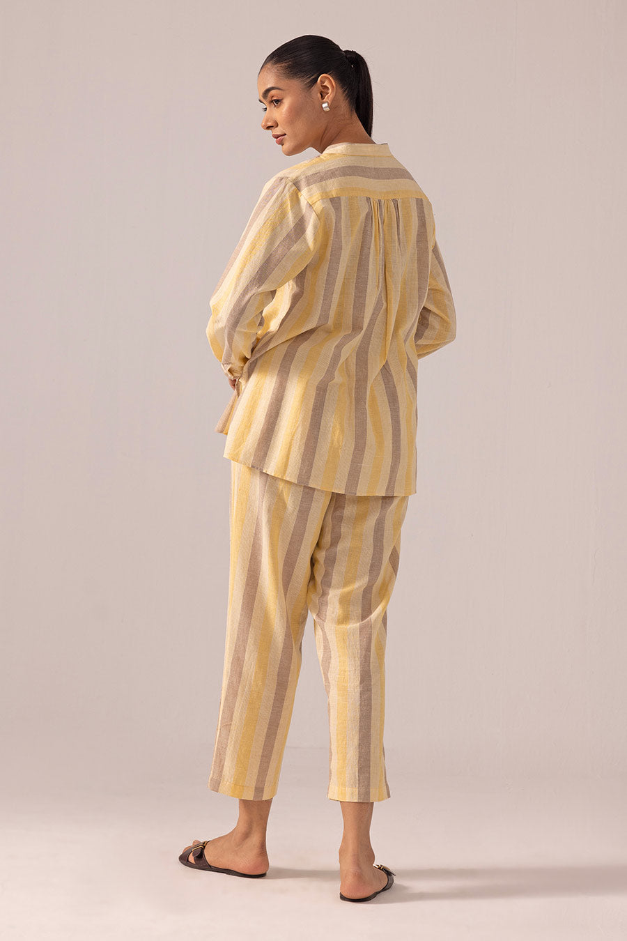 Yellow Aparna Handwoven Top & Pant Co-Ord Set