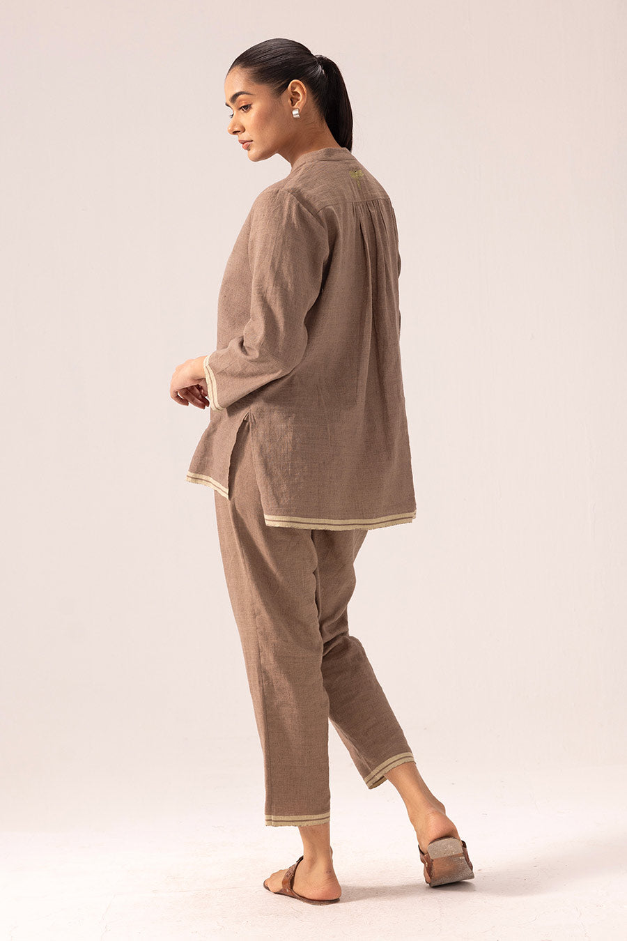 Brown Aparna Linen Top & Pant Co-Ord Set