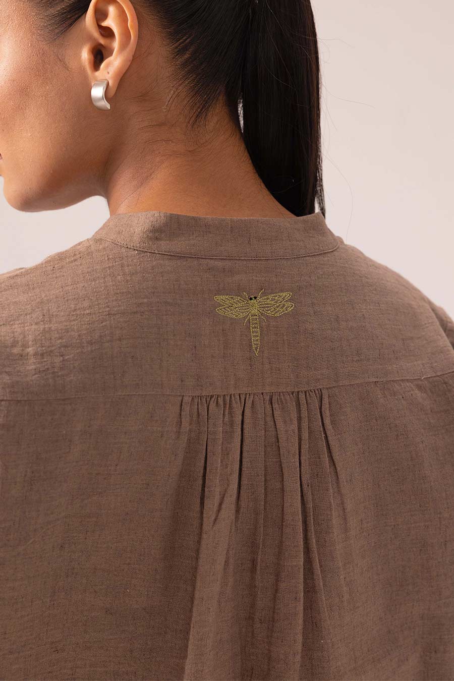 Brown Aparna Linen Top & Pant Co-Ord Set