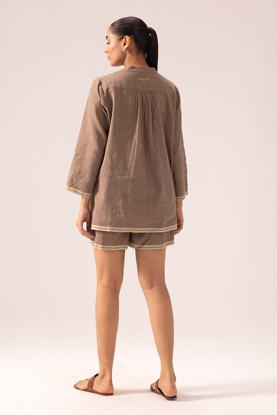 Brown Amrita Linen Top & Shorts Co-Ord Set