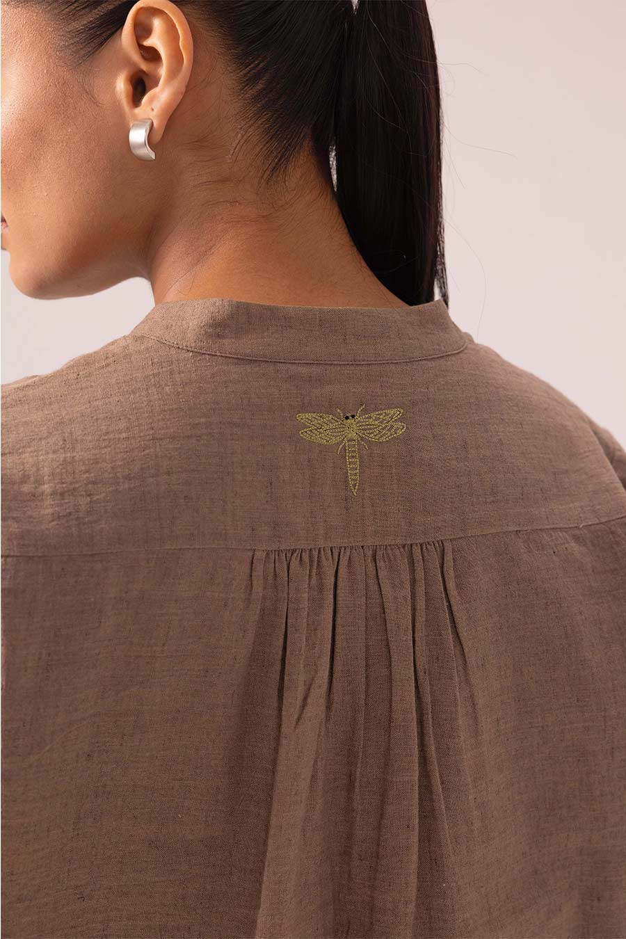 Brown Amrita Linen Top & Shorts Co-Ord Set