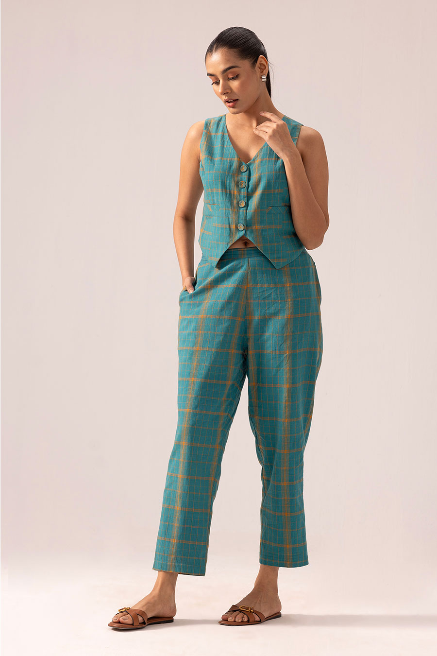 Green Keya Vest Top & Pant Co-Ord Set