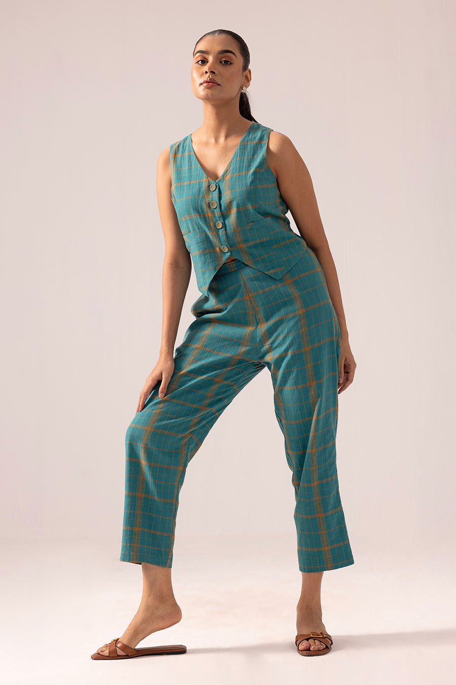 Green Keya Vest Top & Pant Co-Ord Set