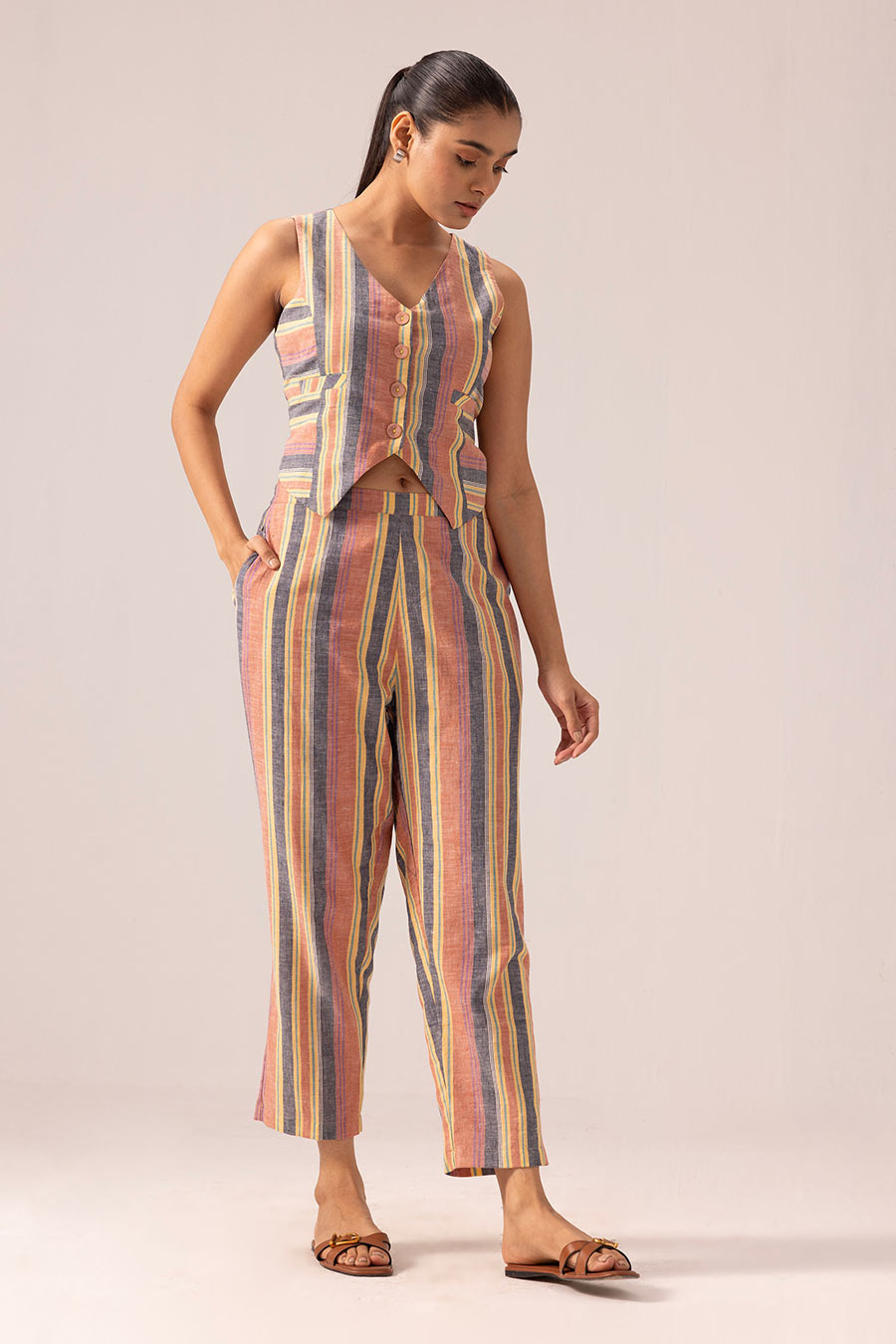 Multicolour Keya Vest Top & Pant Co-Ord Set