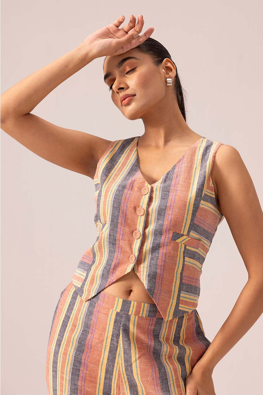 Multicolour Keya Vest Top & Pant Co-Ord Set
