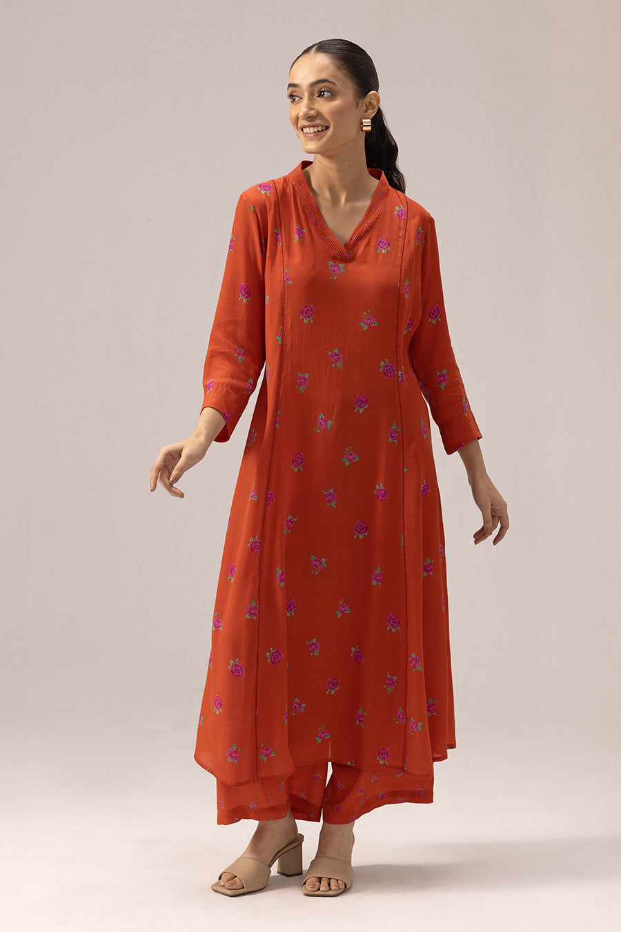 Orange Jia Printed Kurta & Pant Set