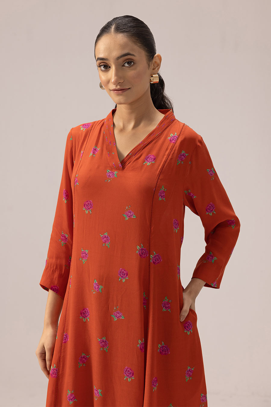 Orange Jia Printed Kurta & Pant Set