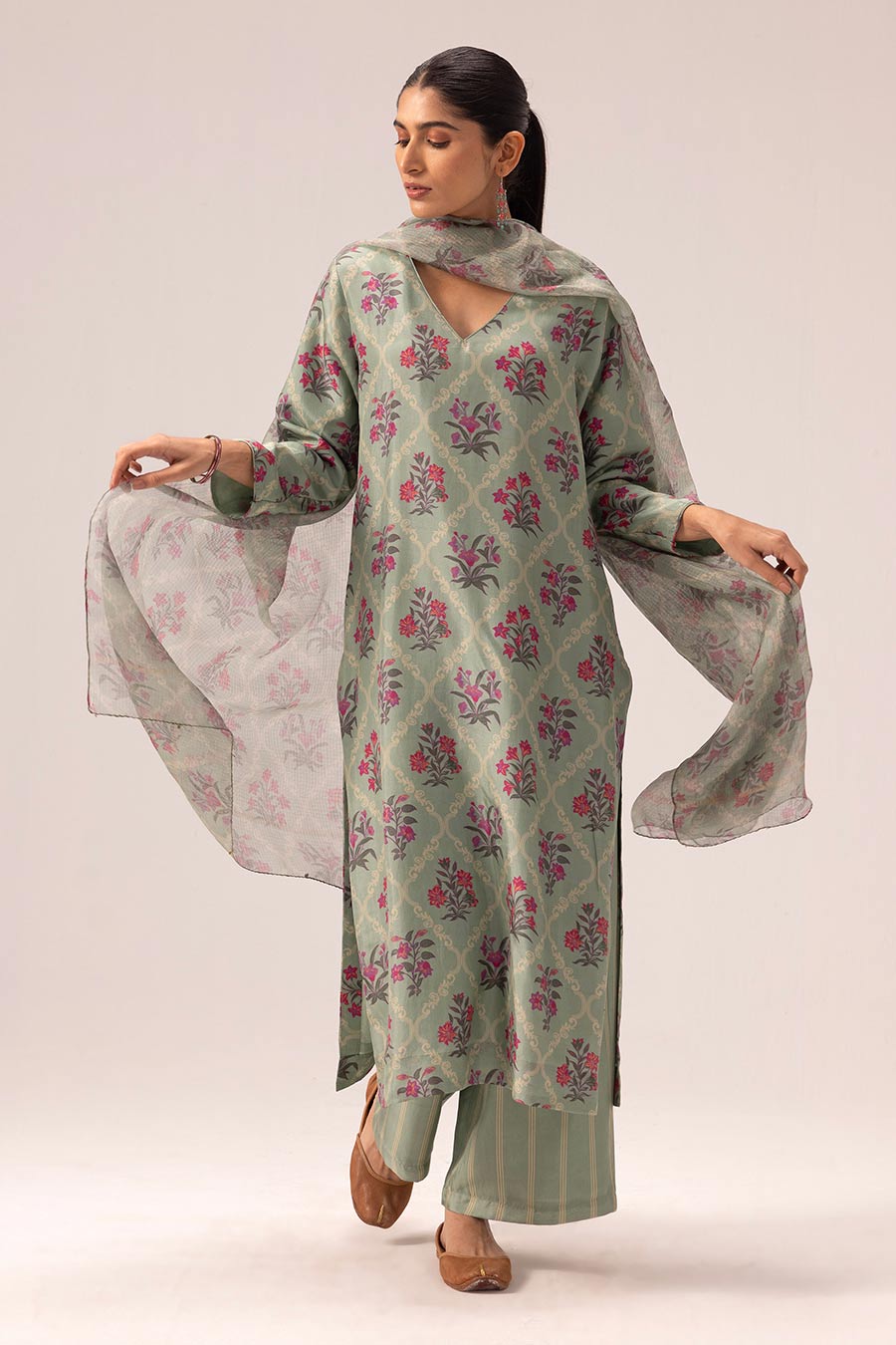 Sage Green Amelia Printed Kurta Set
