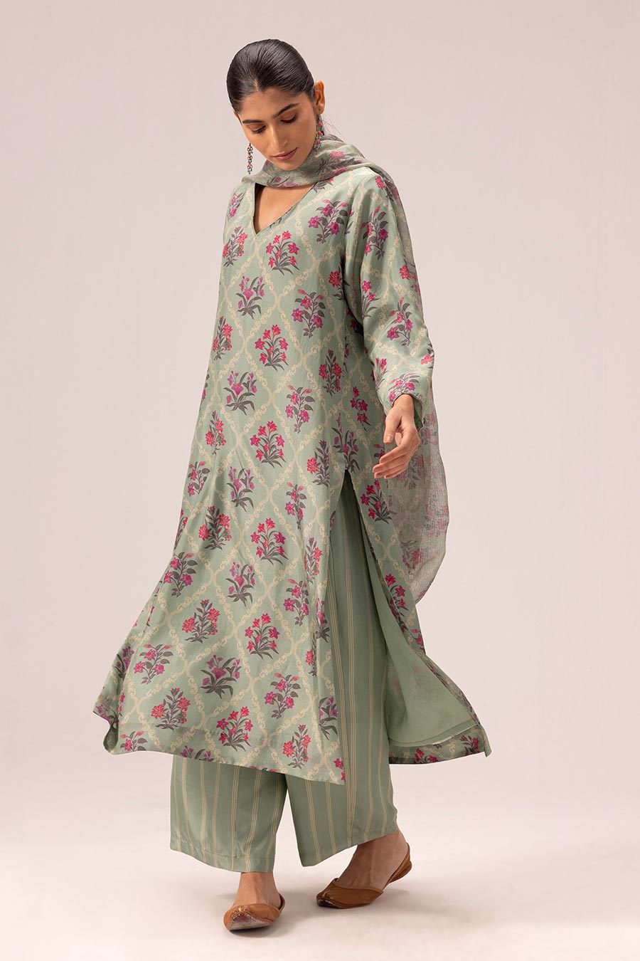 Sage Green Amelia Printed Kurta Set
