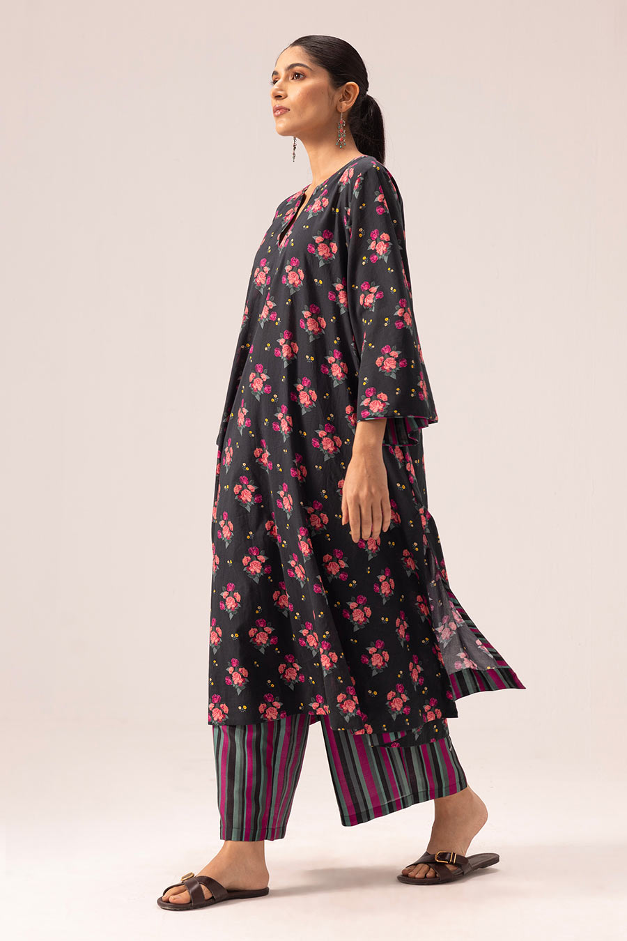 Black Hazel Phiran Printed Kurta & Pant Set