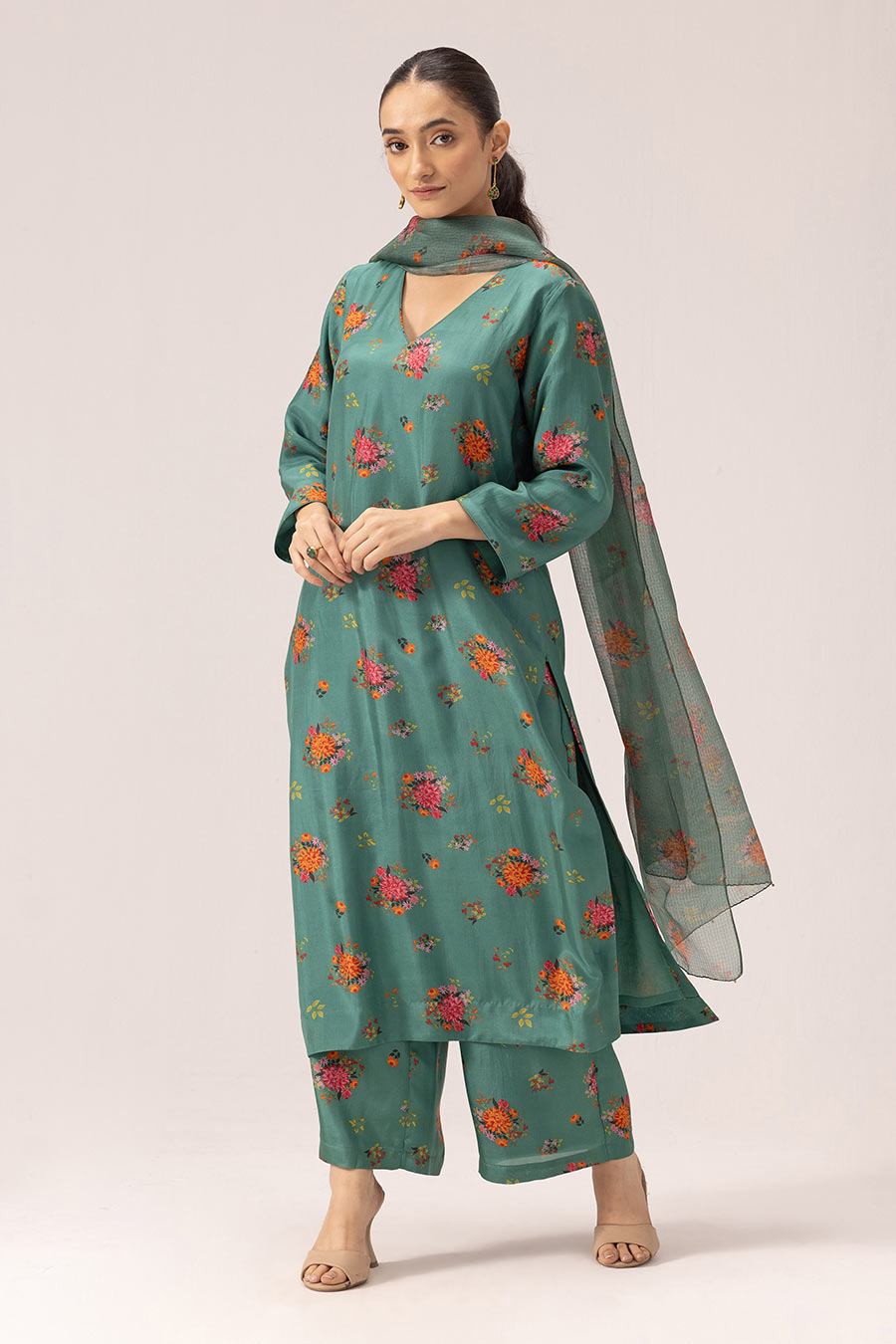 Green Amelia Printed Kurta Set