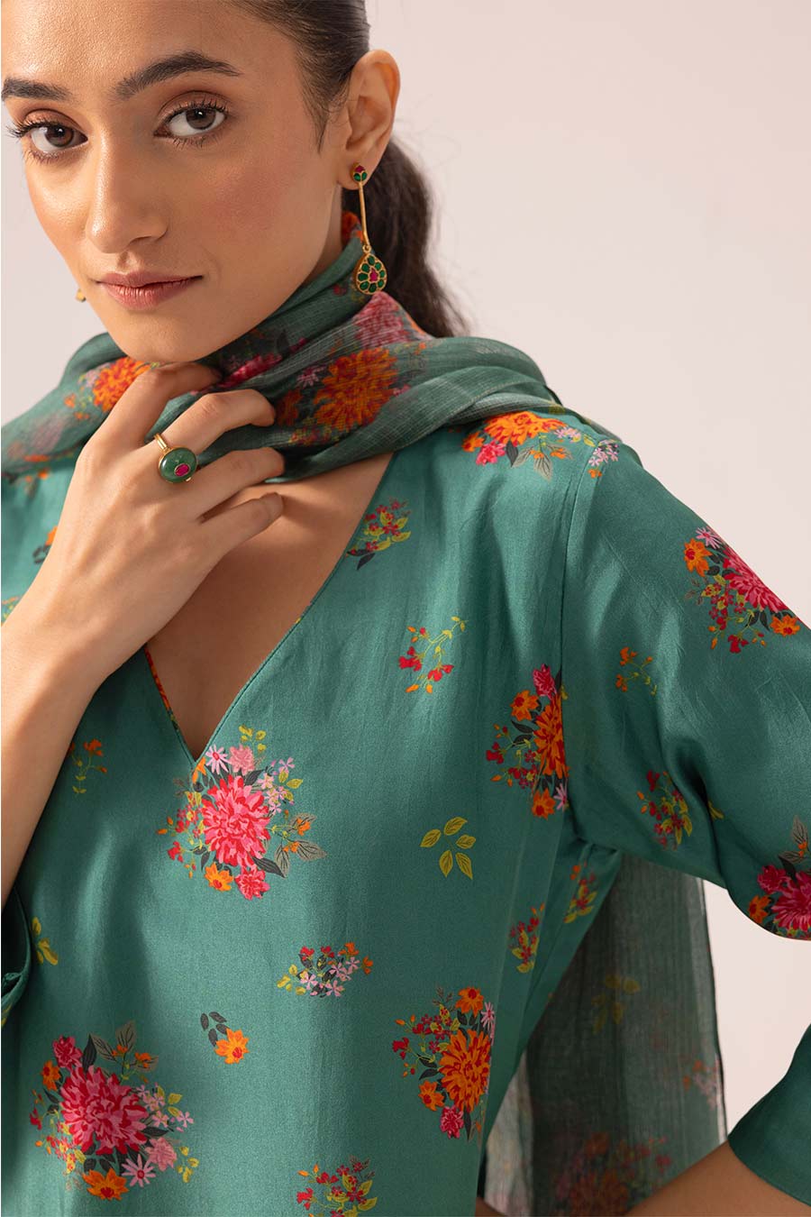 Green Amelia Printed Kurta Set