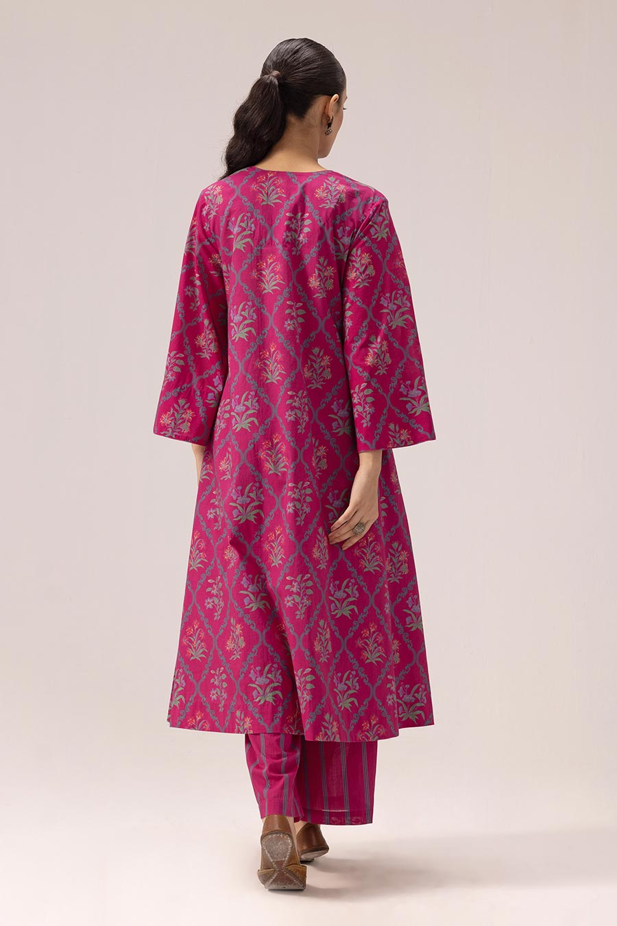 Pink Hazel Phiran Printed Kurta & Pant Set