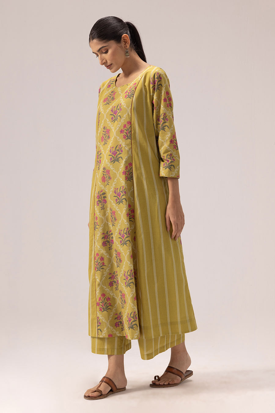 Olive Green Sana Printed Kurta & Pant Set