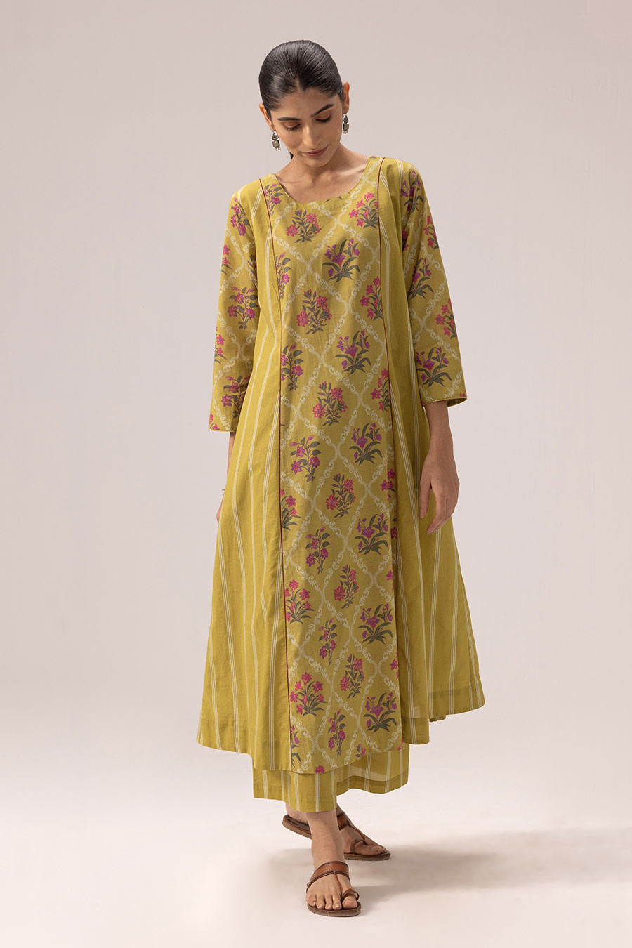 Olive Green Sana Printed Kurta & Pant Set