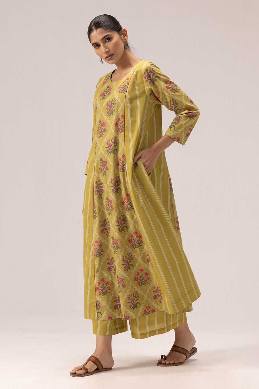 Olive Green Sana Printed Kurta & Pant Set