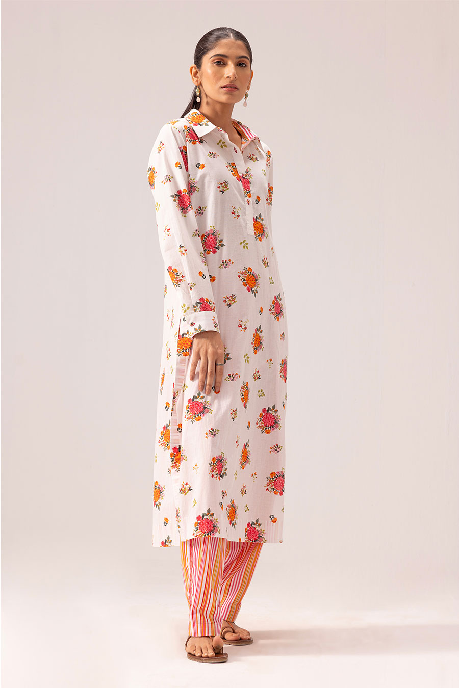White Deepika Printed Kurta & Salwar Set