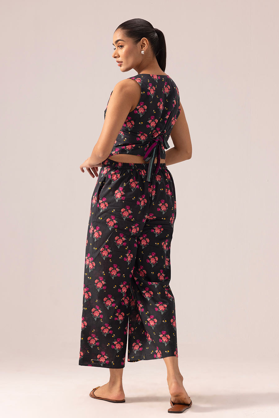 Black Keya Printed Vest Top & Pant Co-Ord Set