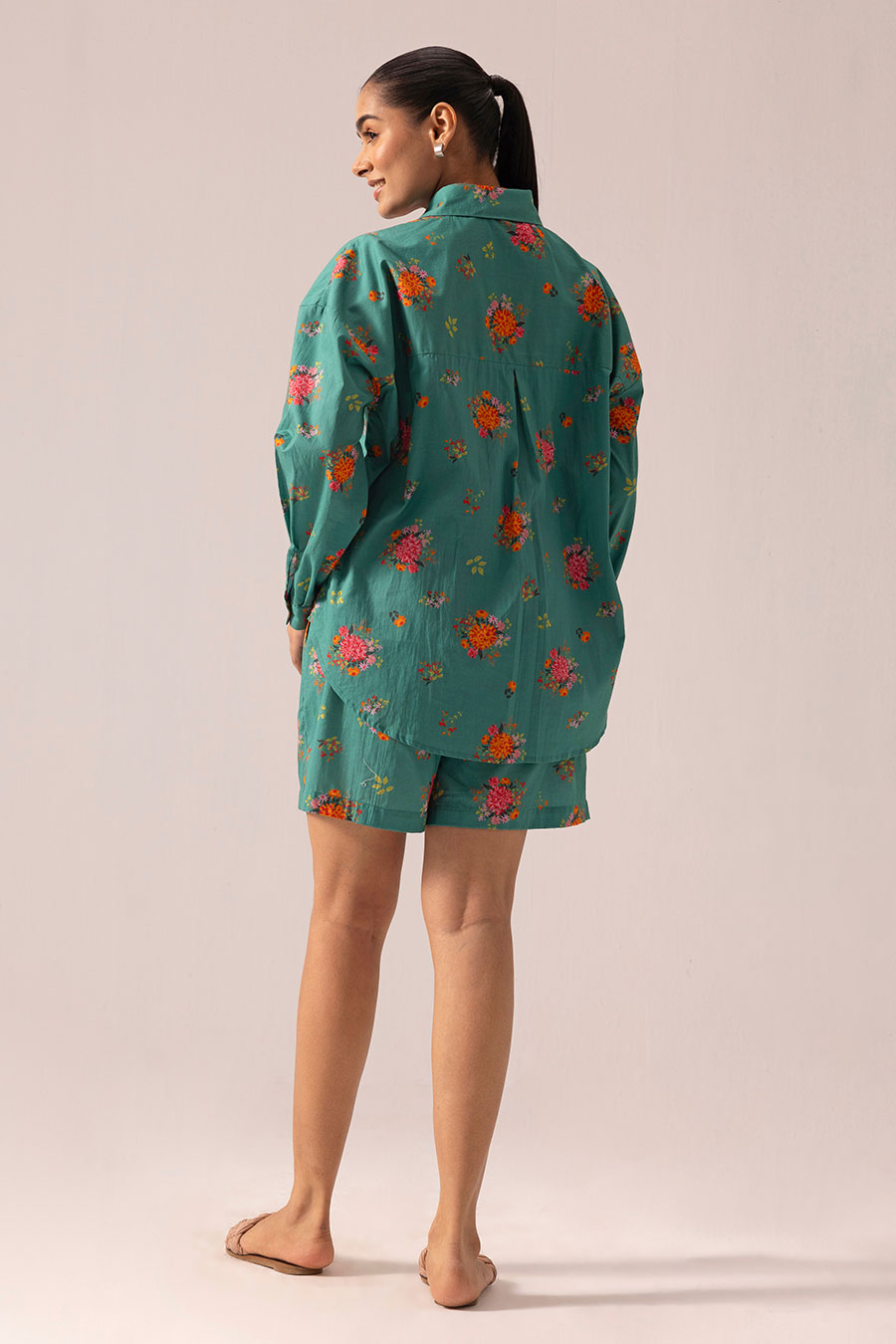 Green Luna Printed Shirt & Shorts Co-Ord Set