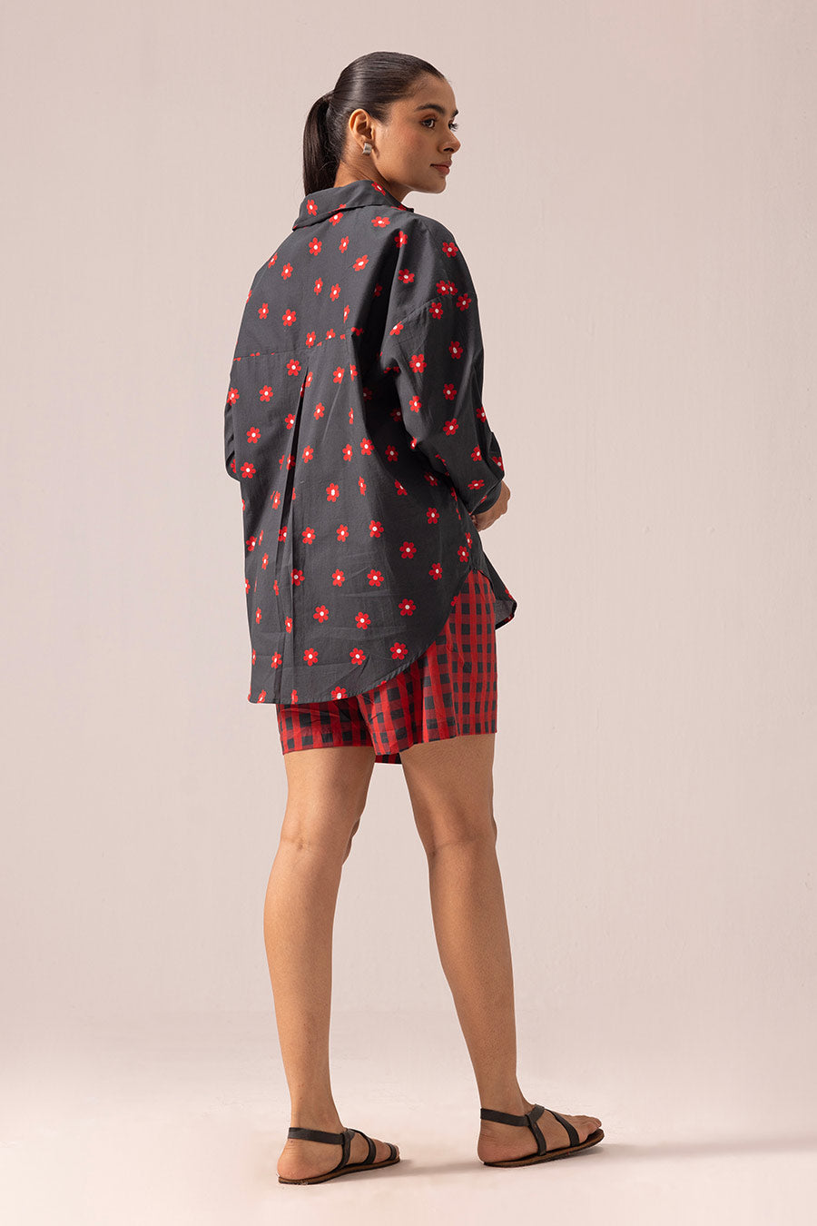 Black Luna Printed Shirt & Shorts Co-Ord Set