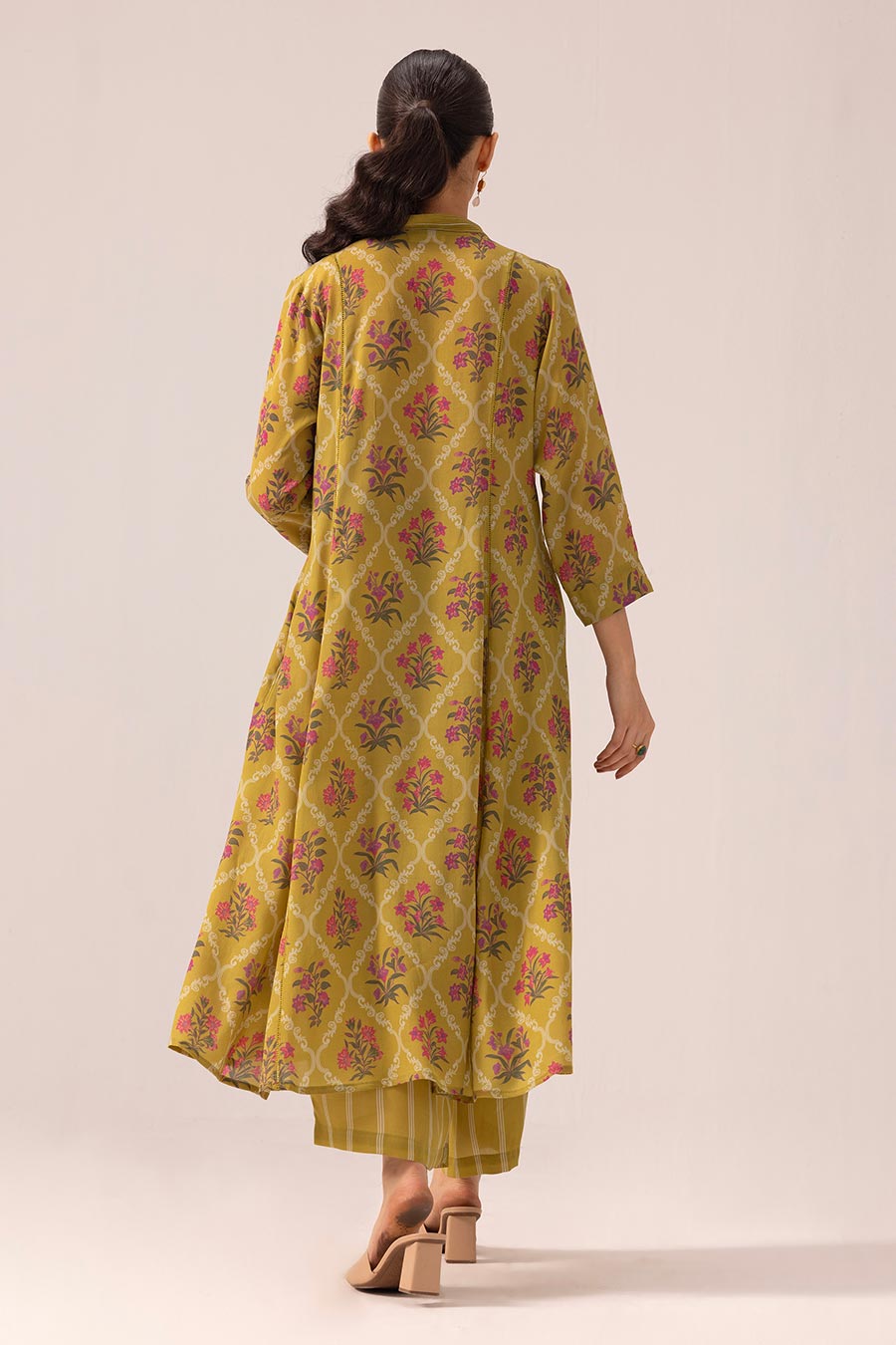 Olive Green Thea Printed Kurta & Pant Set