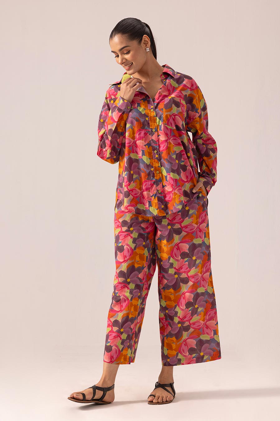 Multicolour Ellie Printed Shirt & Pant Co-Ord Set