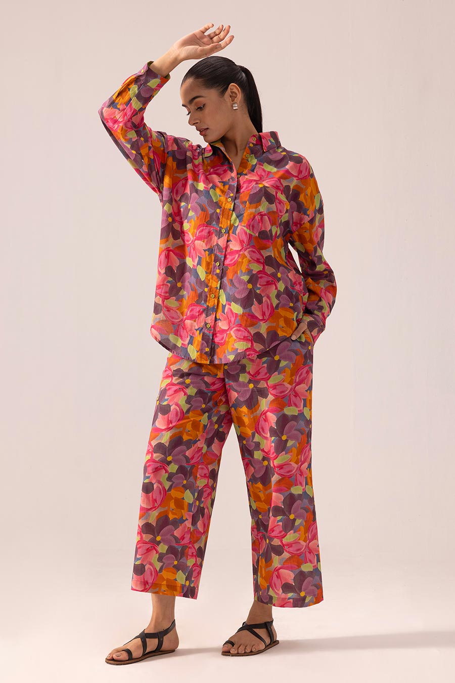 Multicolour Ellie Printed Shirt & Pant Co-Ord Set