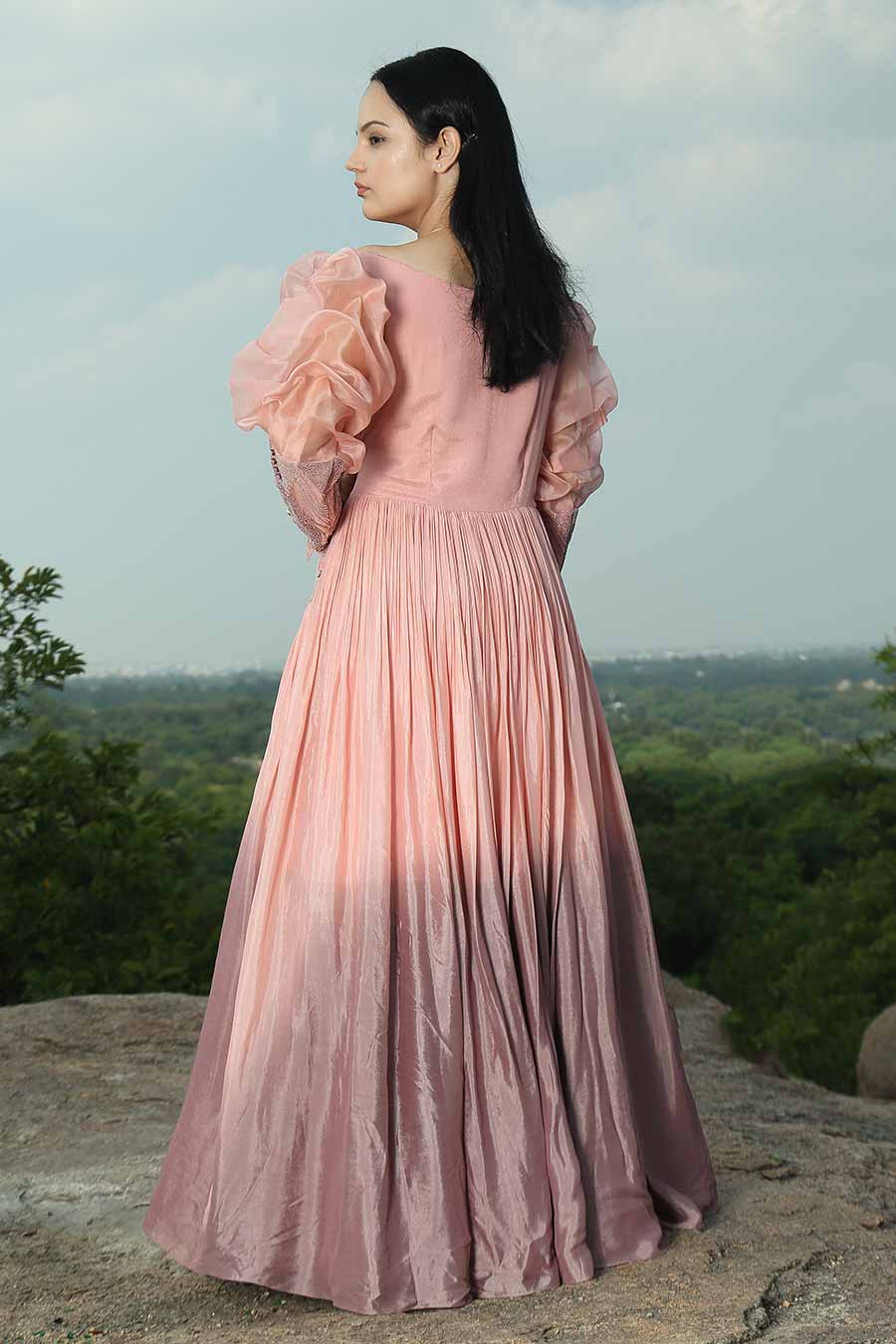 Onion Pink Embroidered Gown