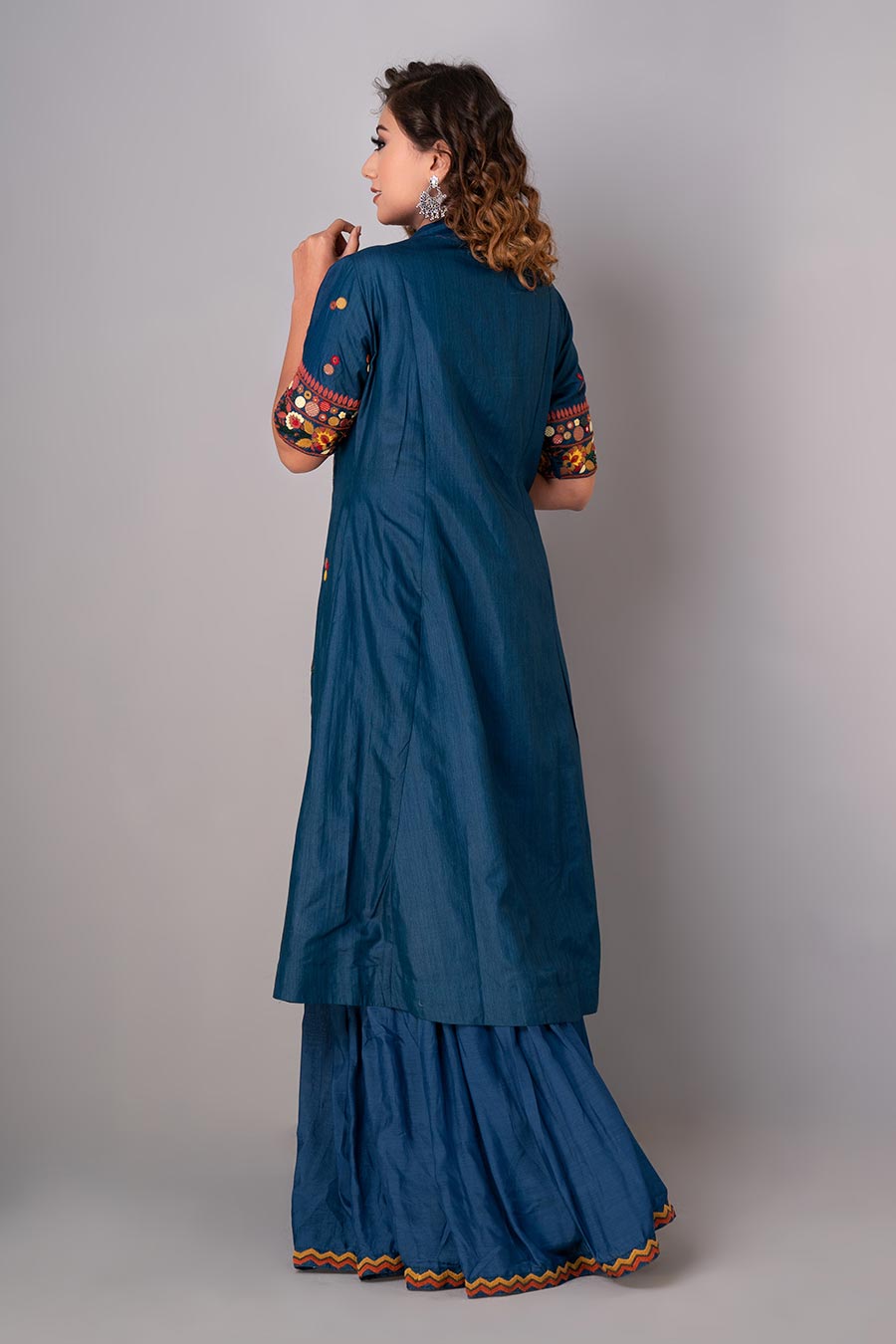 Blue Embroidered Gharara Set