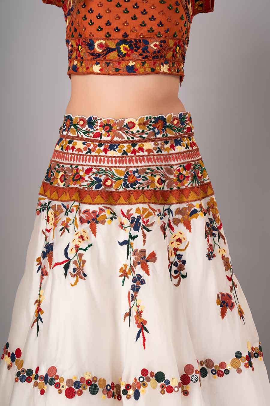 Multicolour Embroidered Lehenga Set