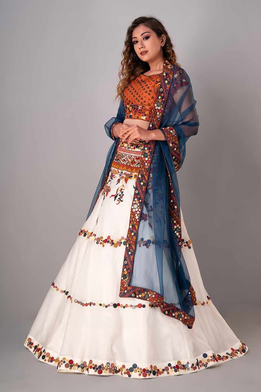 Multicolour Embroidered Lehenga Set