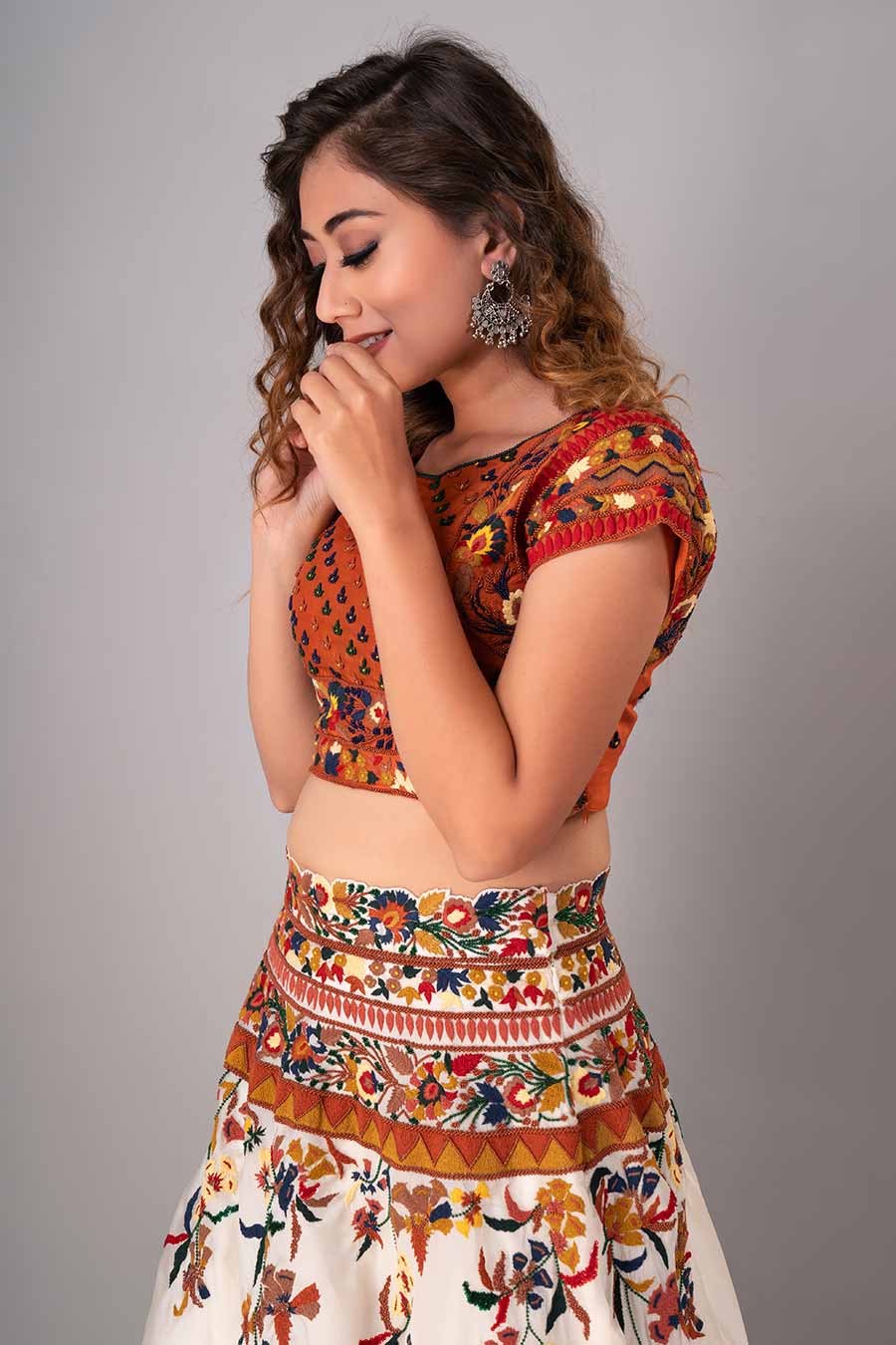 Multicolour Embroidered Lehenga Set