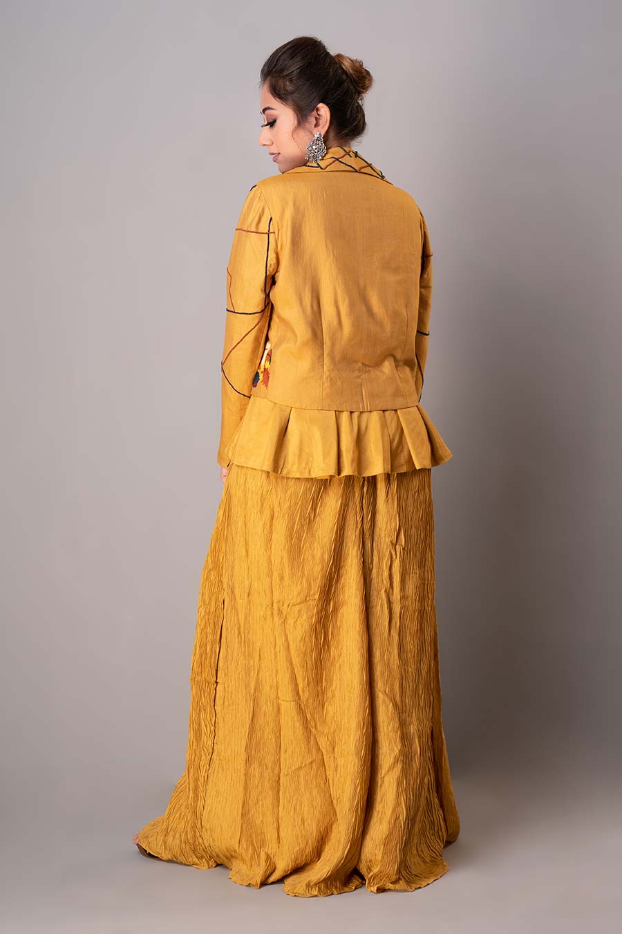 Mustard Embroidered 3 Piece Co-Ord Set